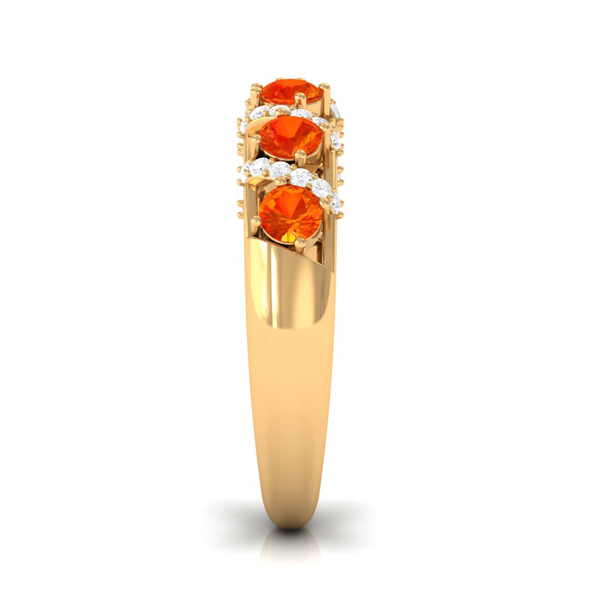 1 CT Orange Sapphire Designer Anniversary Band with Diamond Orange Sapphire - ( AAA ) - Quality - Rosec Jewels