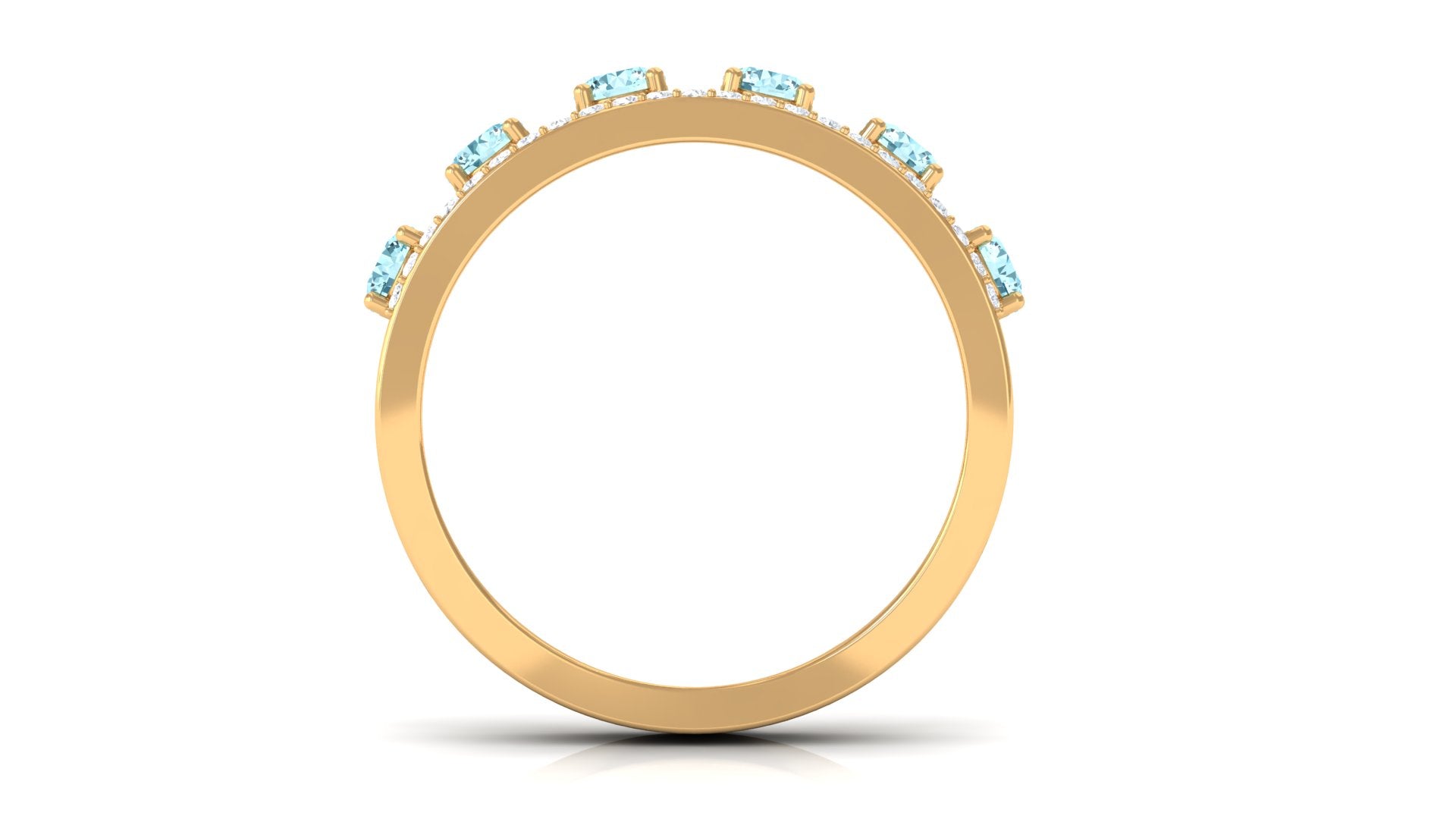 Natural Aquamarine and Diamond Anniversary Ring Aquamarine - ( AAA ) - Quality - Rosec Jewels