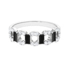 Art Deco Half Eternity Ring with Black Onyx and Diamond Black Onyx - ( AAA ) - Quality - Rosec Jewels