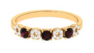 Garnet and Diamond Semi Eternity Ring Garnet - ( AAA ) - Quality - Rosec Jewels