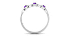 Natural Amethyst and Diamond Semi Eternity Ring Amethyst - ( AAA ) - Quality - Rosec Jewels