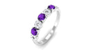 Natural Amethyst and Diamond Semi Eternity Ring Amethyst - ( AAA ) - Quality - Rosec Jewels