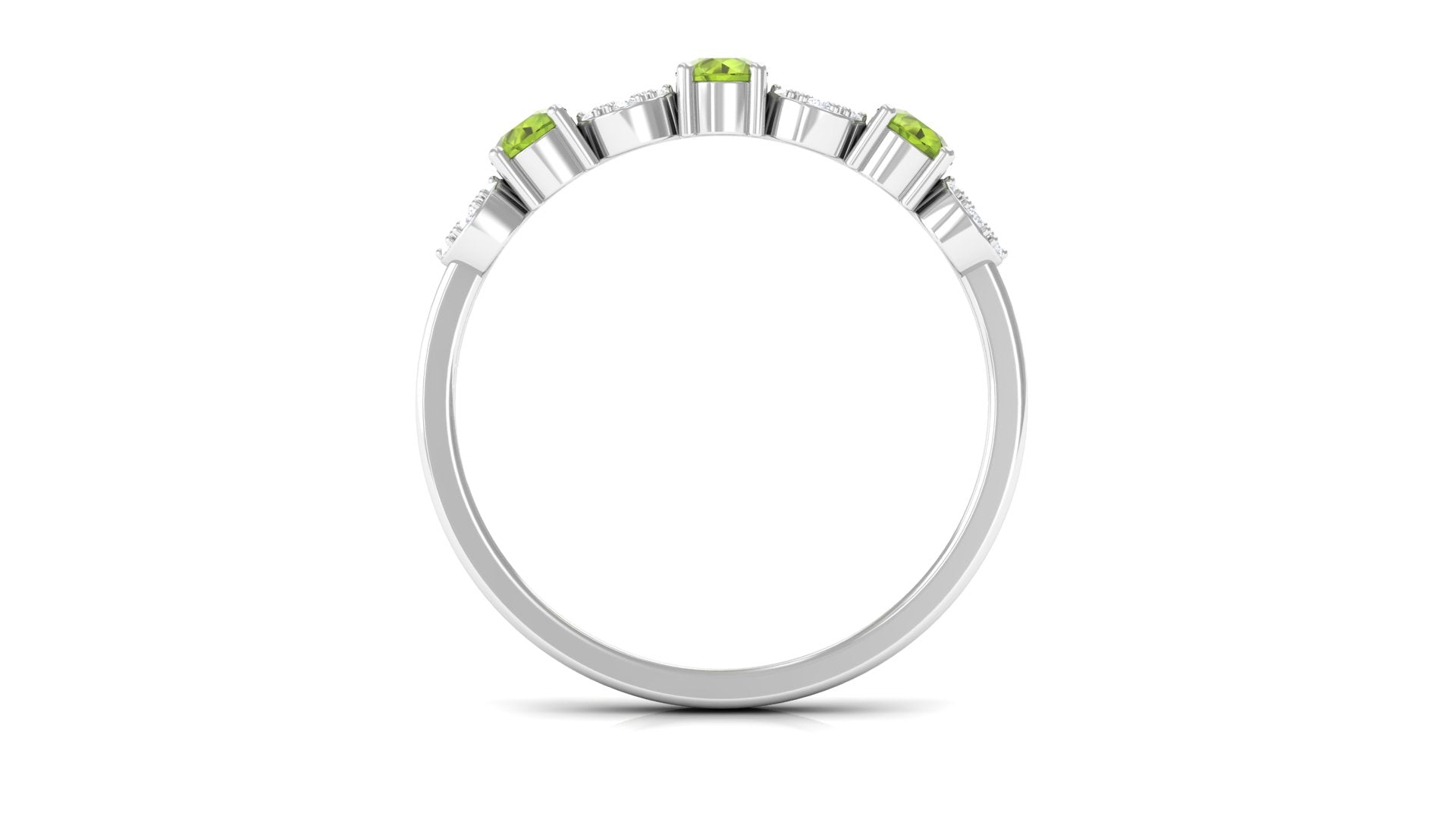 Peridot and Diamond Semi Eternity Ring Peridot - ( AAA ) - Quality - Rosec Jewels