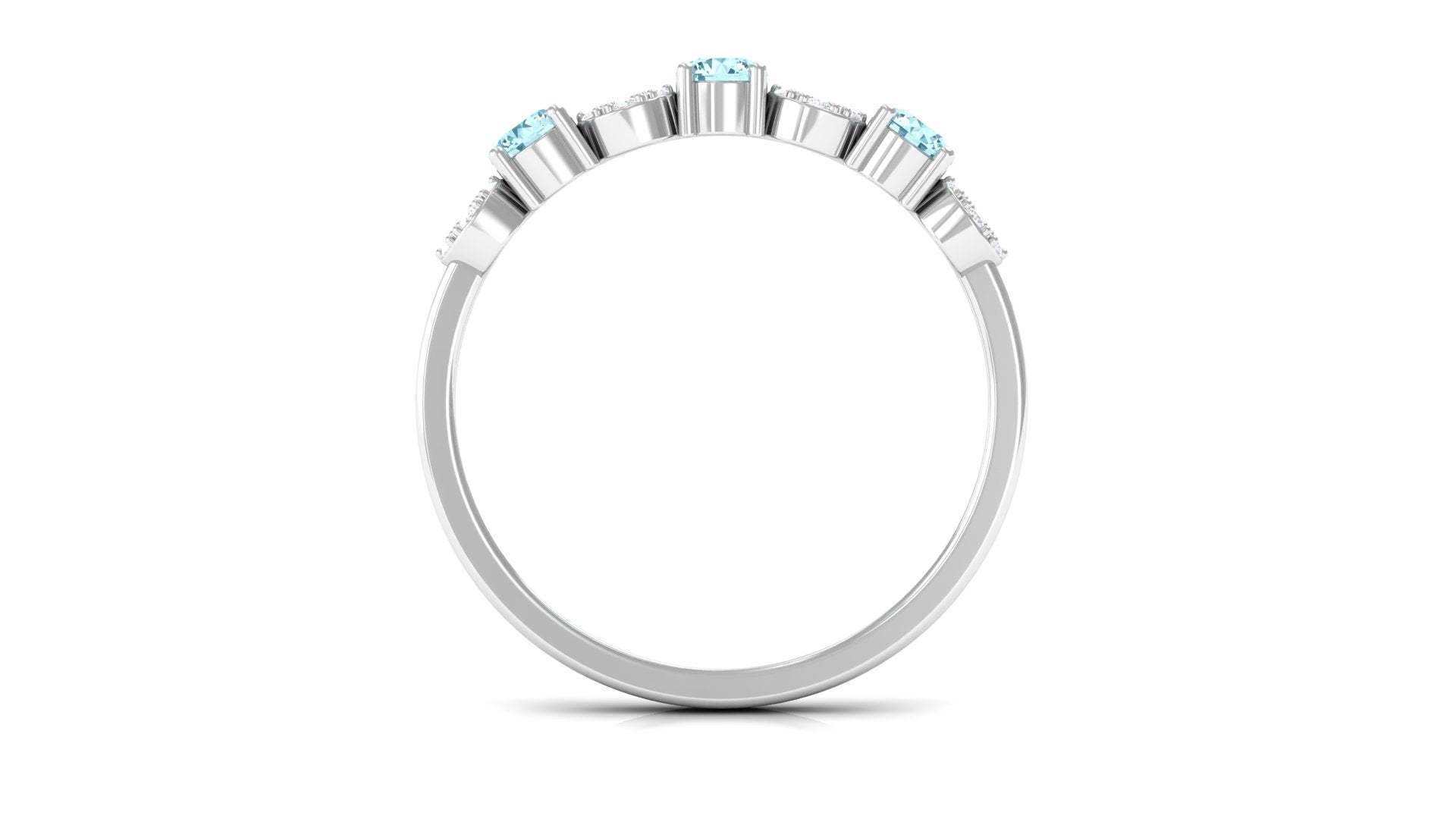 Aquamarine and Diamond Semi Eternity Ring Aquamarine - ( AAA ) - Quality - Rosec Jewels