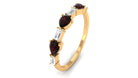 Real Garnet and Diamond East West Half Eternity Ring Garnet - ( AAA ) - Quality - Rosec Jewels