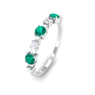 Emerald and Diamond Half Eternity Ring Emerald - ( AAA ) - Quality - Rosec Jewels