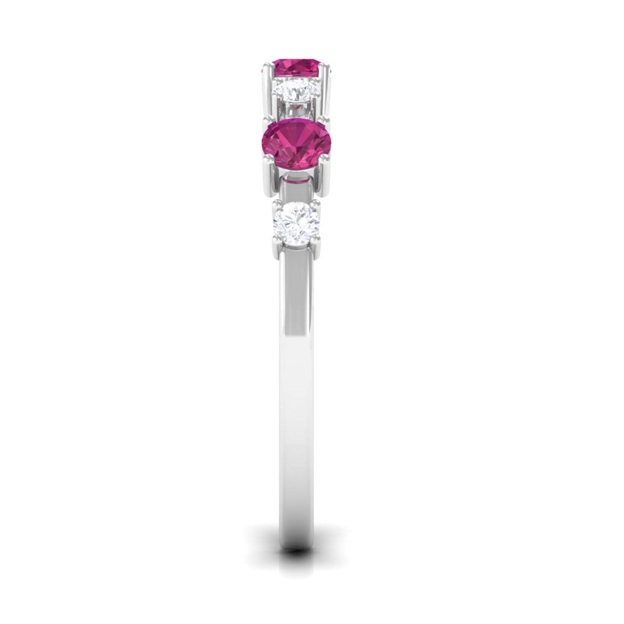 Pink Tourmaline and Diamond Half Eternity Ring Pink Tourmaline - ( AAA ) - Quality - Rosec Jewels