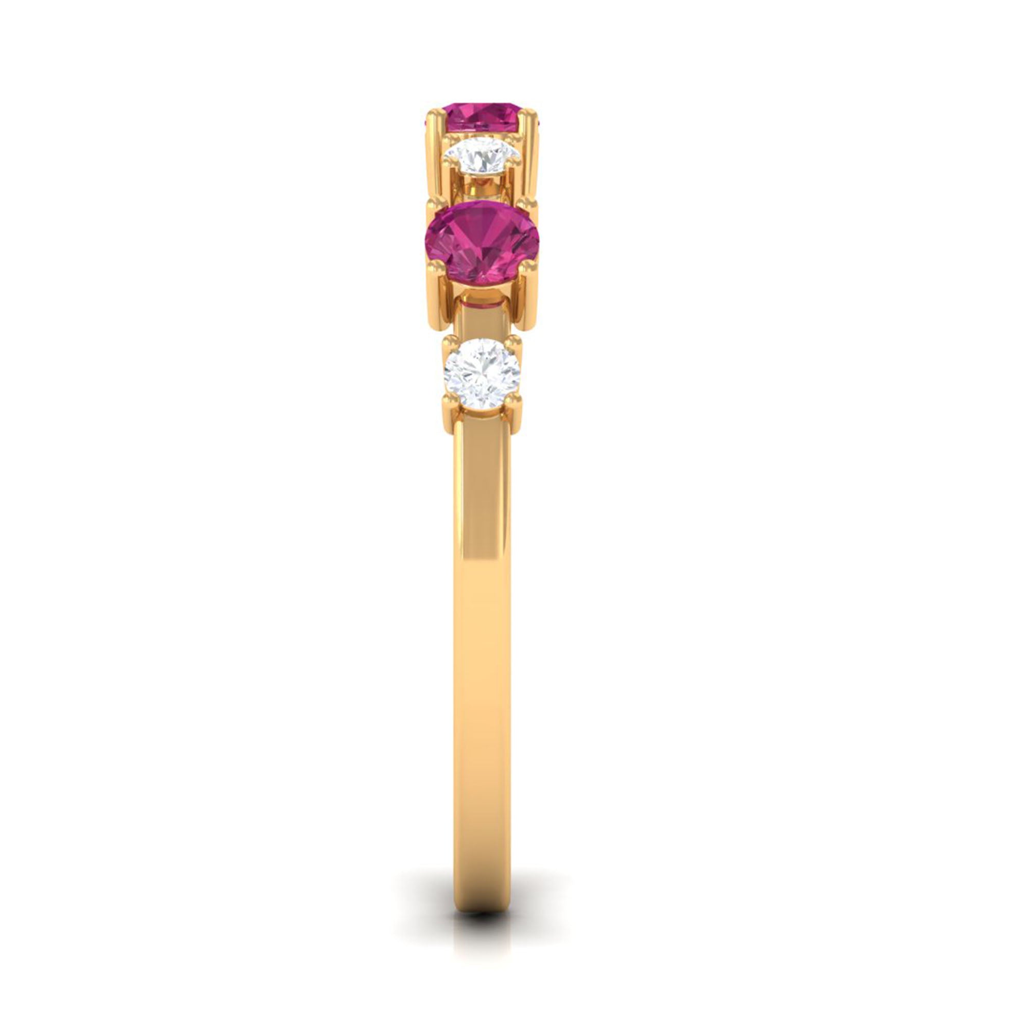 Pink Tourmaline and Diamond Half Eternity Ring Pink Tourmaline - ( AAA ) - Quality - Rosec Jewels