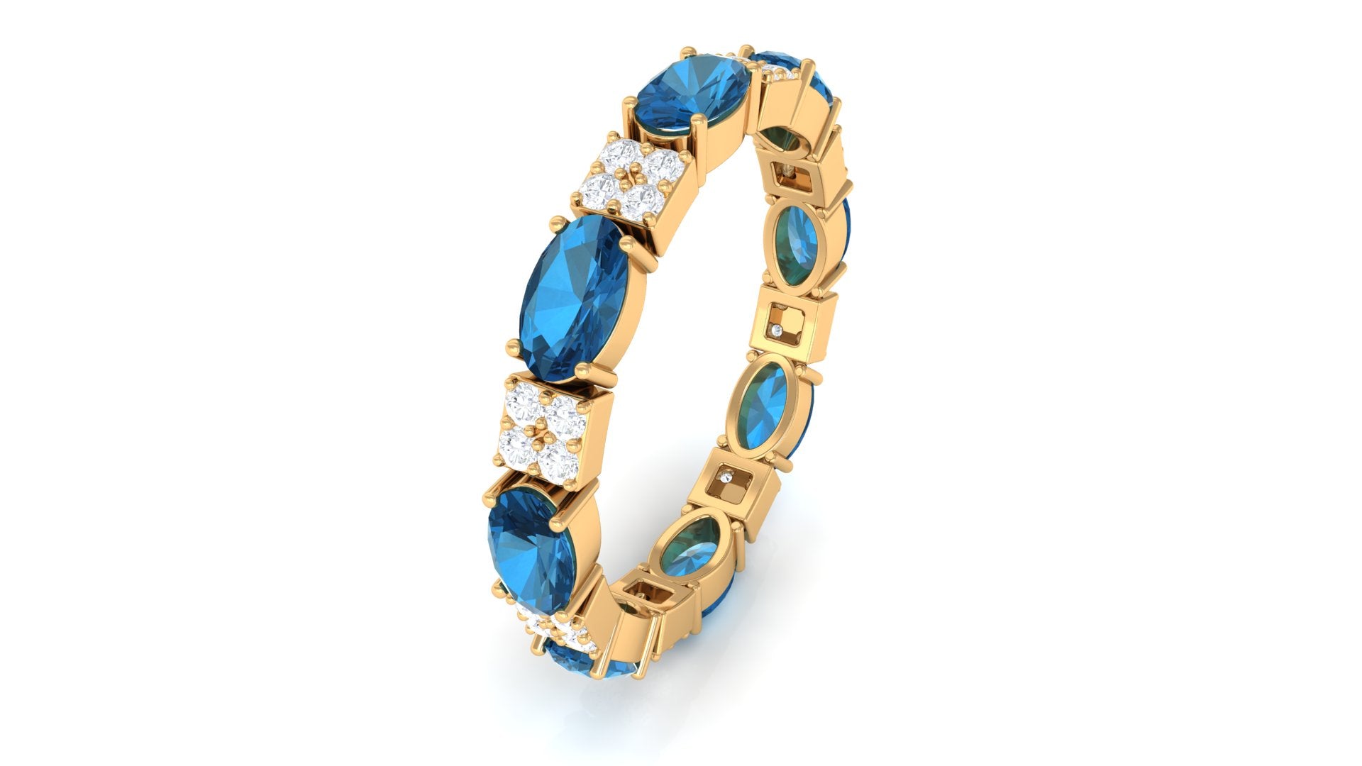 Alternate London Blue Topaz and Diamond Eternity Ring London Blue Topaz - ( AAA ) - Quality - Rosec Jewels