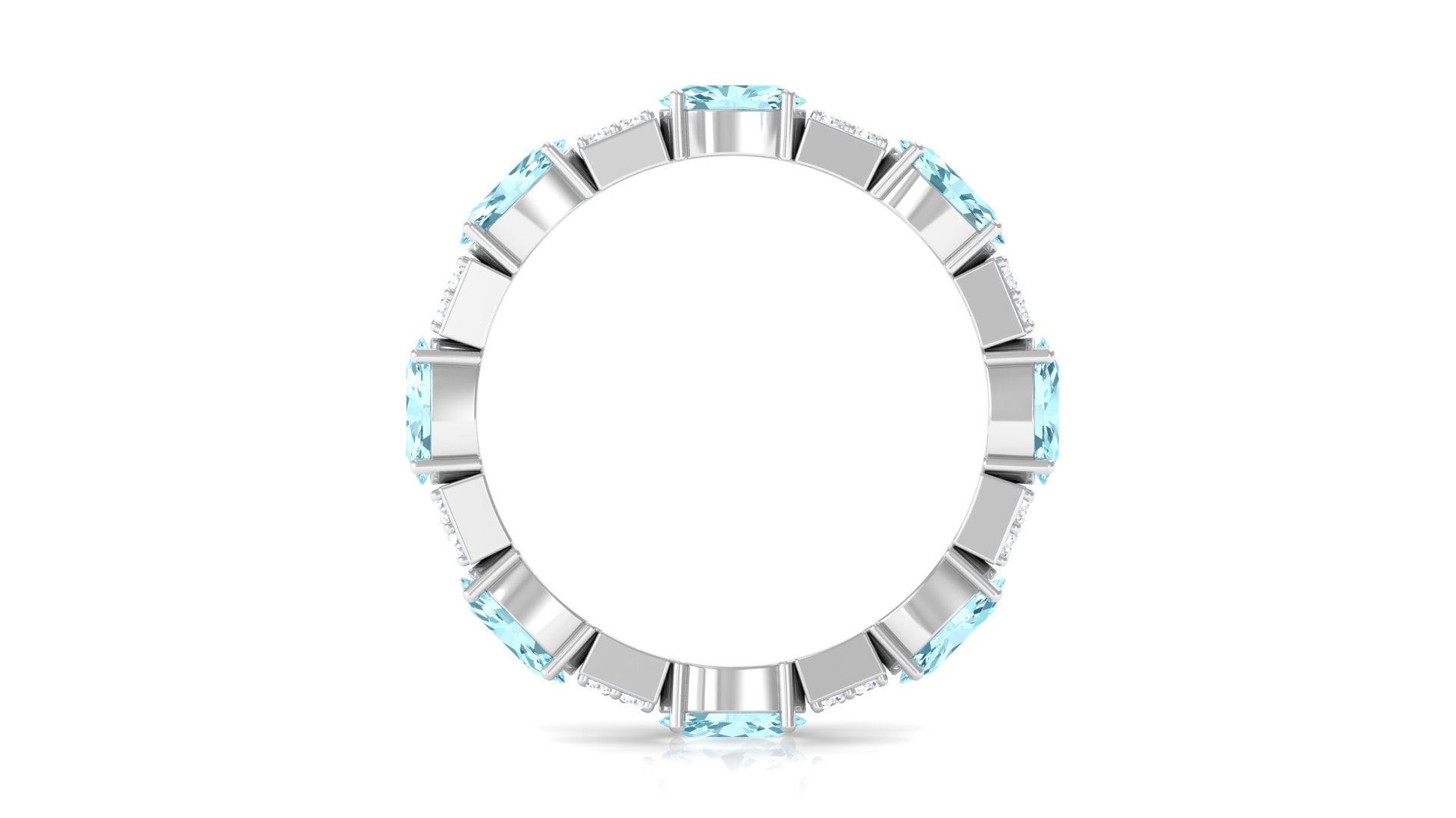 Real Aquamarine and Diamond Full Eternity Ring Aquamarine - ( AAA ) - Quality - Rosec Jewels