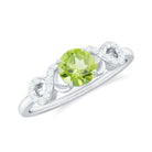 Round Shape Peridot and Diamond Infinity Engagement Ring Peridot - ( AAA ) - Quality - Rosec Jewels