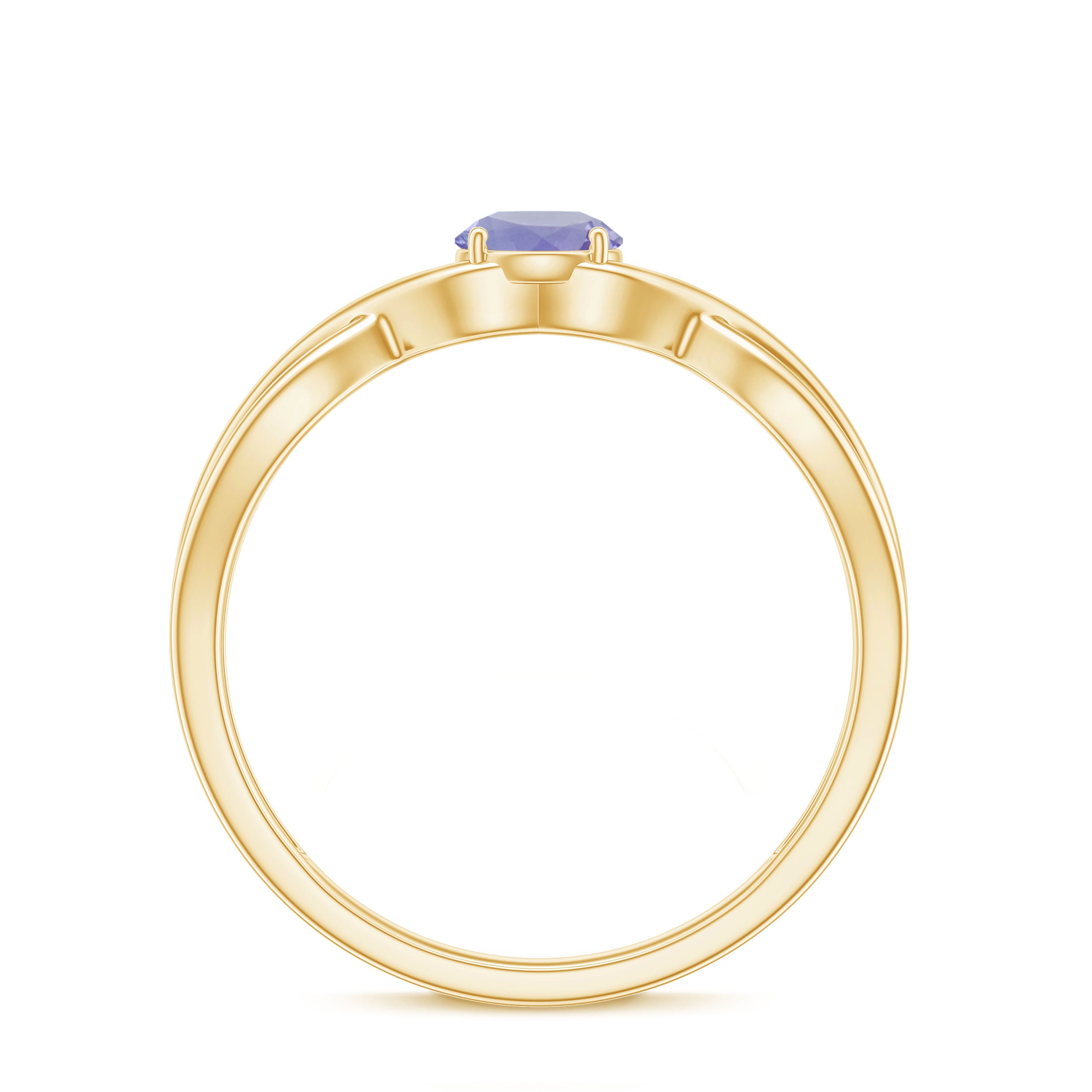 1/2 CT Certified Tanzanite Solitaire Crossover Ring in Gold Tanzanite - ( AAA ) - Quality - Rosec Jewels