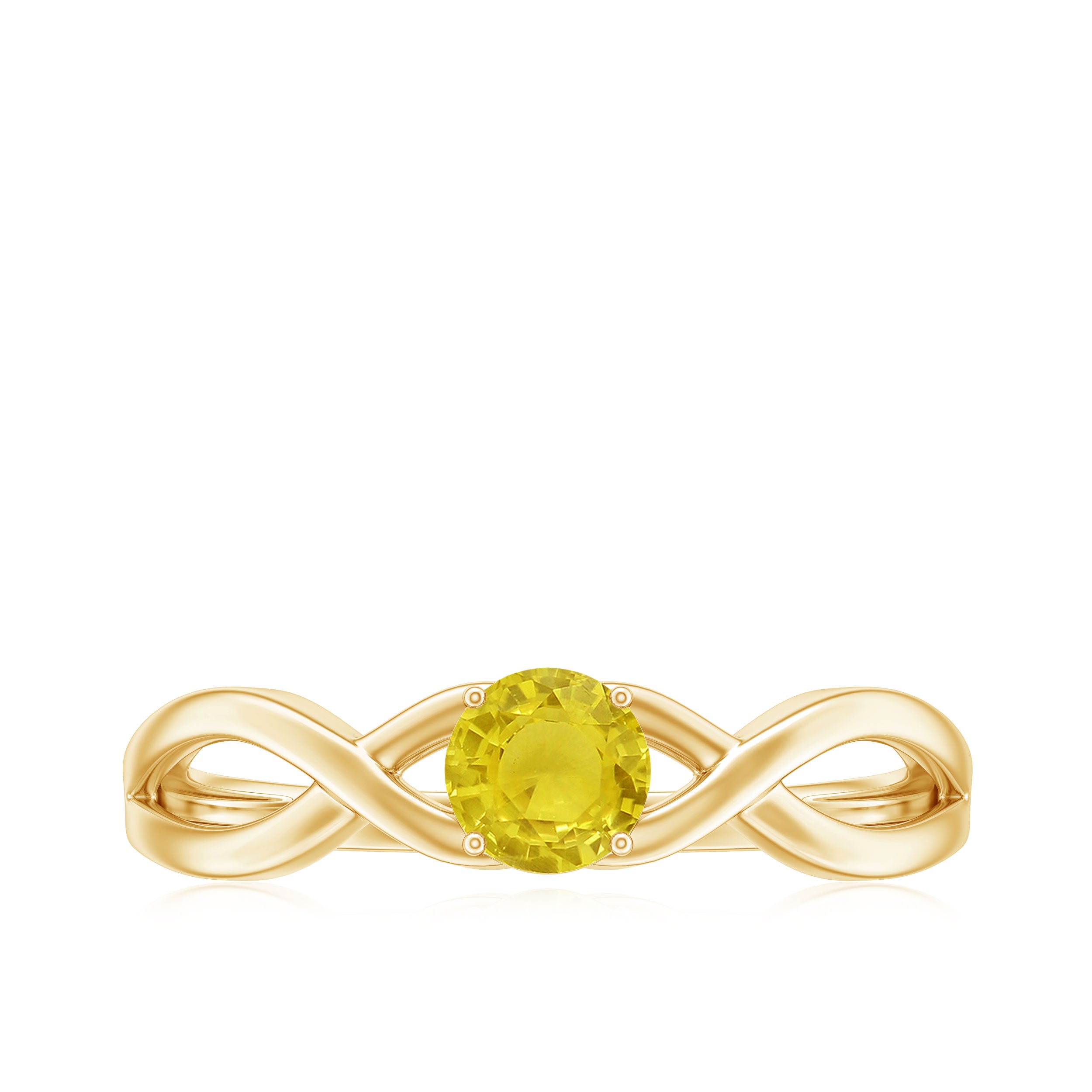 0.50 CT Solitaire Yellow Sapphire Crossover Ring Yellow Sapphire - ( AAA ) - Quality - Rosec Jewels