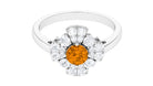 1.50 CT Citrine Flower Engagement Ring with Moissanite Accent Citrine - ( AAA ) - Quality - Rosec Jewels