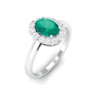 1.25 CT Oval Emerald and Diamond Halo Engagement Ring Emerald - ( AAA ) - Quality - Rosec Jewels