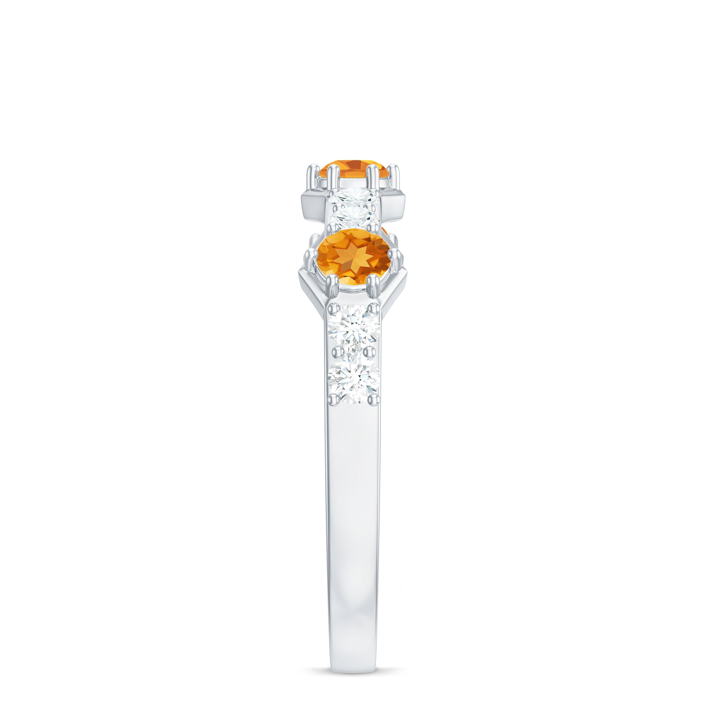 3/4 CT Citrine and Diamond Minimal Half Eternity Ring Citrine - ( AAA ) - Quality - Rosec Jewels