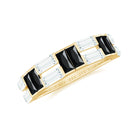 Baguette Cut Black Onyx and Moissanite Half Eternity Ring Black Onyx - ( AAA ) - Quality - Rosec Jewels