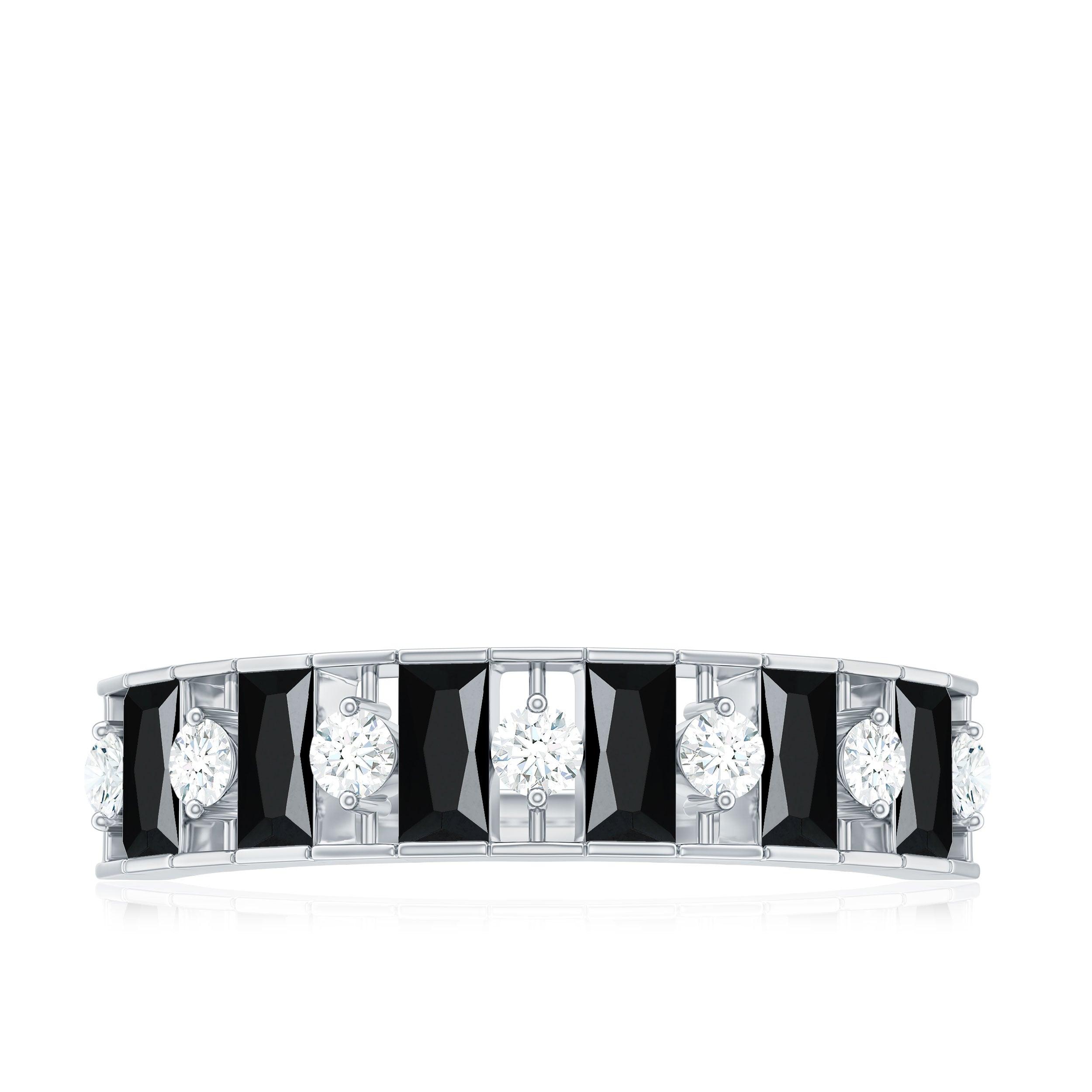 Real Black Spinel and Diamond Eternity Ring Black Spinel - ( AAA ) - Quality - Rosec Jewels