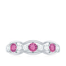 Pink Tourmaline and Diamond Wedding Anniversary Band Ring Pink Tourmaline - ( AAA ) - Quality - Rosec Jewels