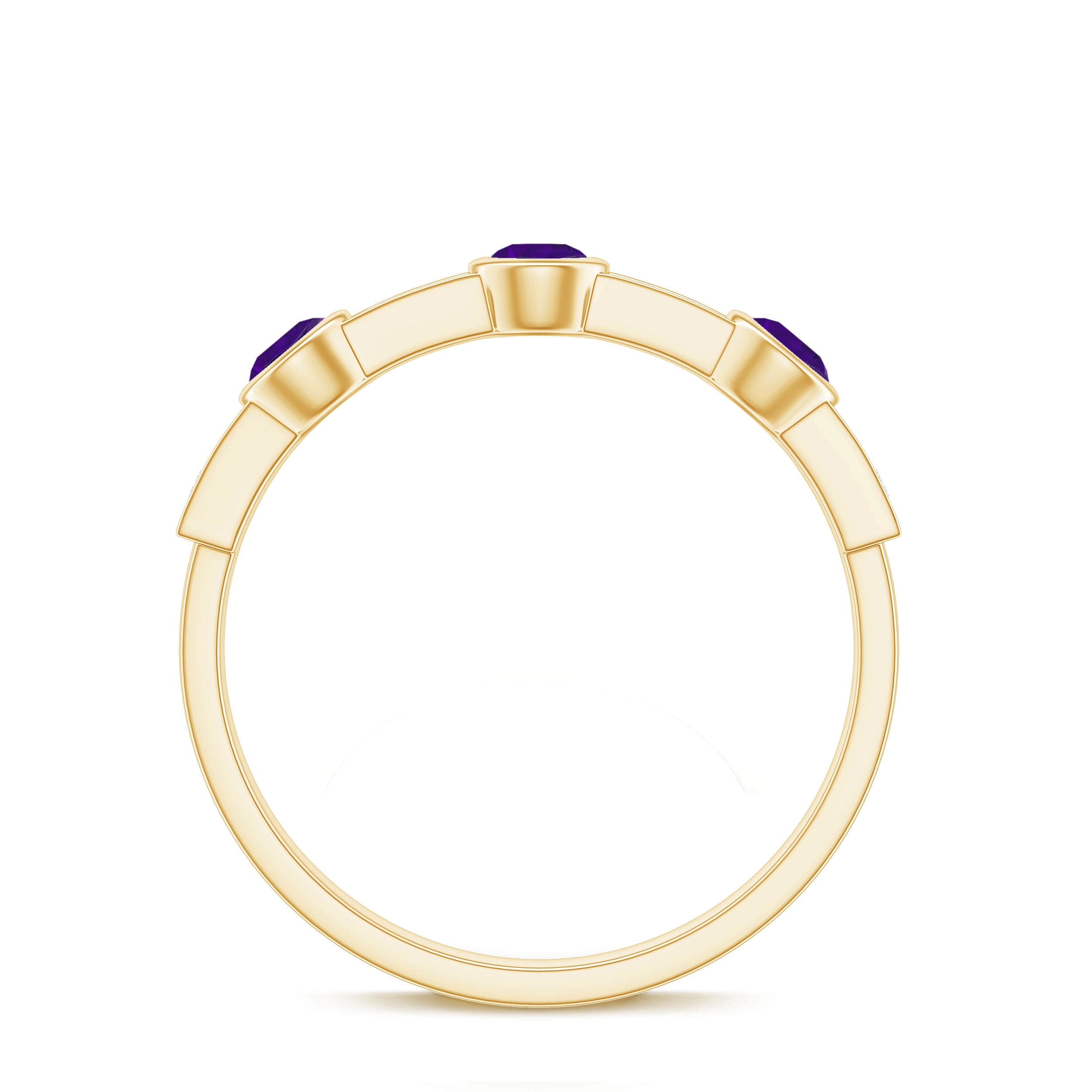 Amethyst and Diamond Minimal Half Eternity Ring Amethyst - ( AAA ) - Quality - Rosec Jewels