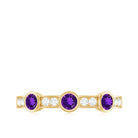 Amethyst and Diamond Minimal Half Eternity Ring Amethyst - ( AAA ) - Quality - Rosec Jewels