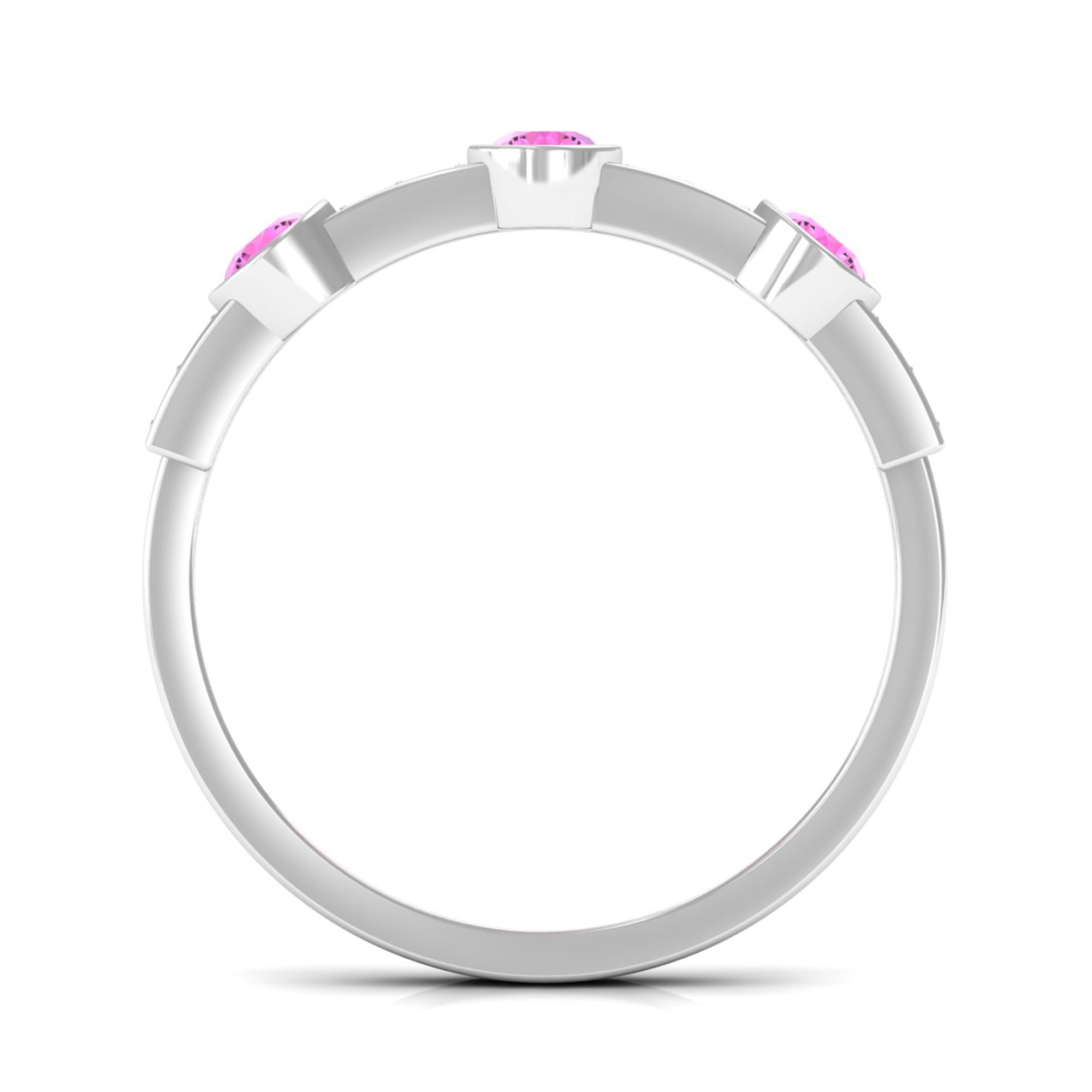 Pink Sapphire and Diamond Minimal Half Eternity Ring Pink Sapphire - ( AAA ) - Quality - Rosec Jewels