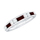 Natural Garnet and Diamond Semi Eternity Band Garnet - ( AAA ) - Quality - Rosec Jewels