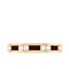 Natural Garnet and Diamond Semi Eternity Band Garnet - ( AAA ) - Quality - Rosec Jewels