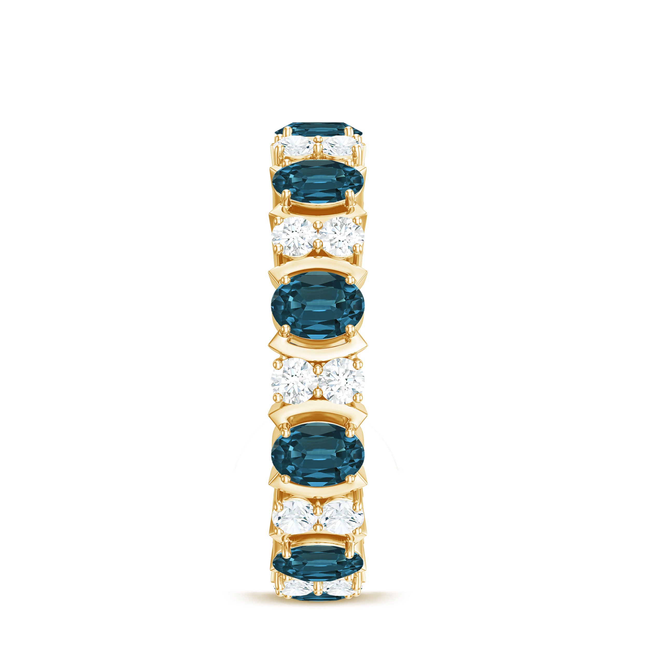 Real London Blue Topaz and Diamond Eternity Ring London Blue Topaz - ( AAA ) - Quality - Rosec Jewels