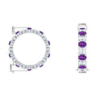 Oval Cut Amethyst and Moissanite Eternity Ring Amethyst - ( AAA ) - Quality - Rosec Jewels