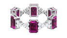 5 CT Certified Rhodolite and Moissanite Eternity Ring in Gold Rhodolite - ( AAA ) - Quality - Rosec Jewels