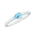 Pear Cut Aquamarine East West Promise Ring with Diamond Aquamarine - ( AAA ) - Quality - Rosec Jewels