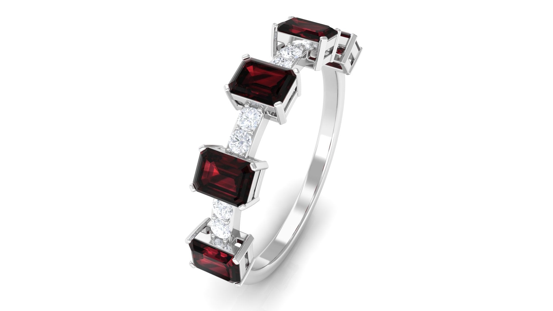 Certified Garnet Half Eternity Ring with Diamond Garnet - ( AAA ) - Quality - Rosec Jewels