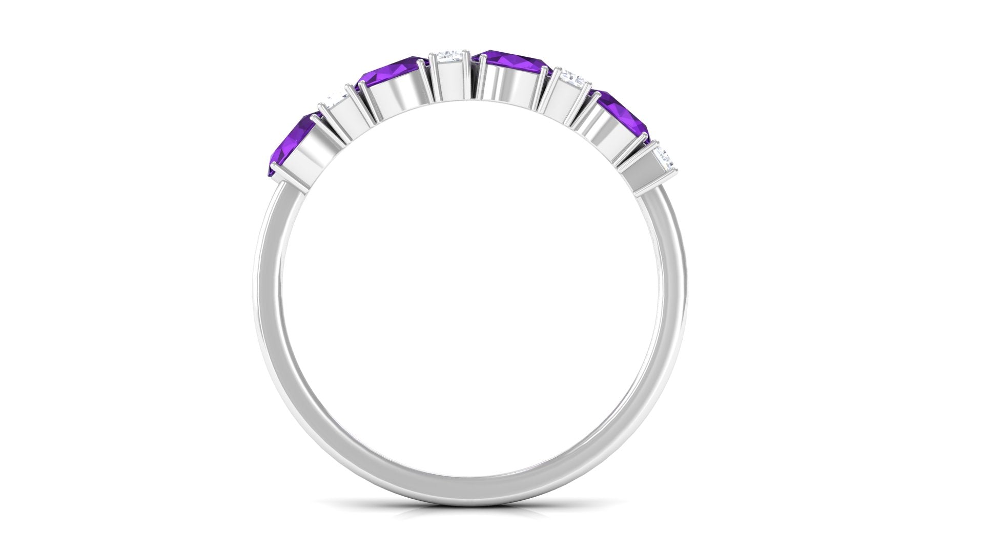 Amethyst and Moissanite Eternity Wedding Band Ring Amethyst - ( AAA ) - Quality - Rosec Jewels