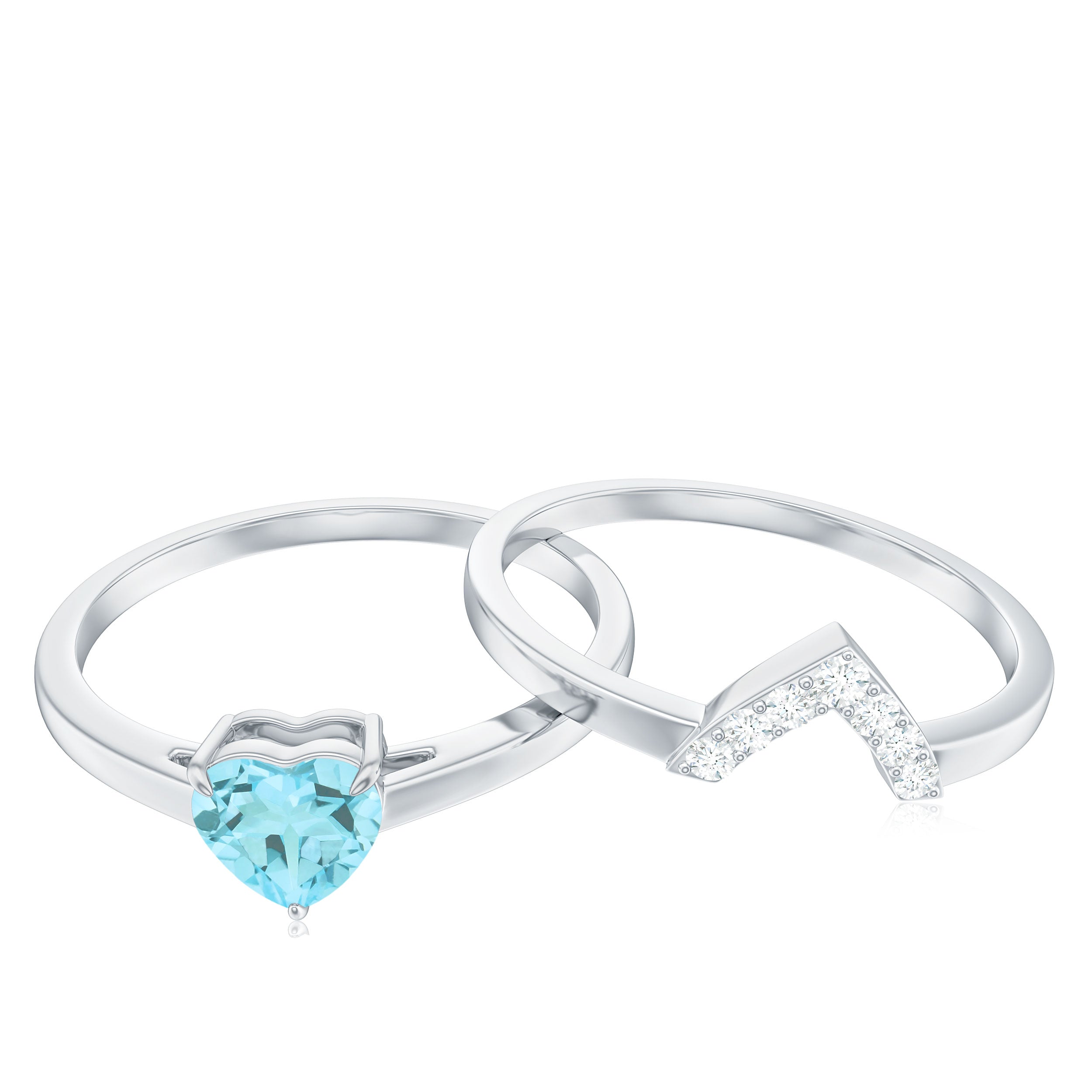 1 CT Real Sky Blue Topaz and Diamond Ring Set Sky Blue Topaz - ( AAA ) - Quality - Rosec Jewels