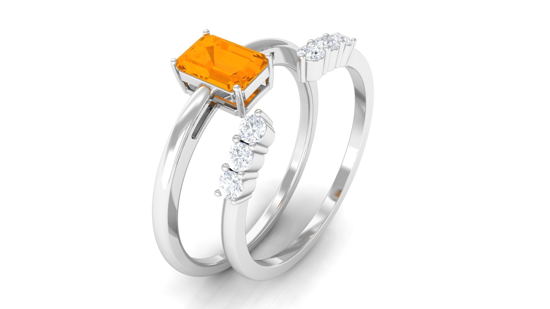 Real Fire Opal Solitaire Ring set with Diamond Fire Opal - ( AAA ) - Quality - Rosec Jewels