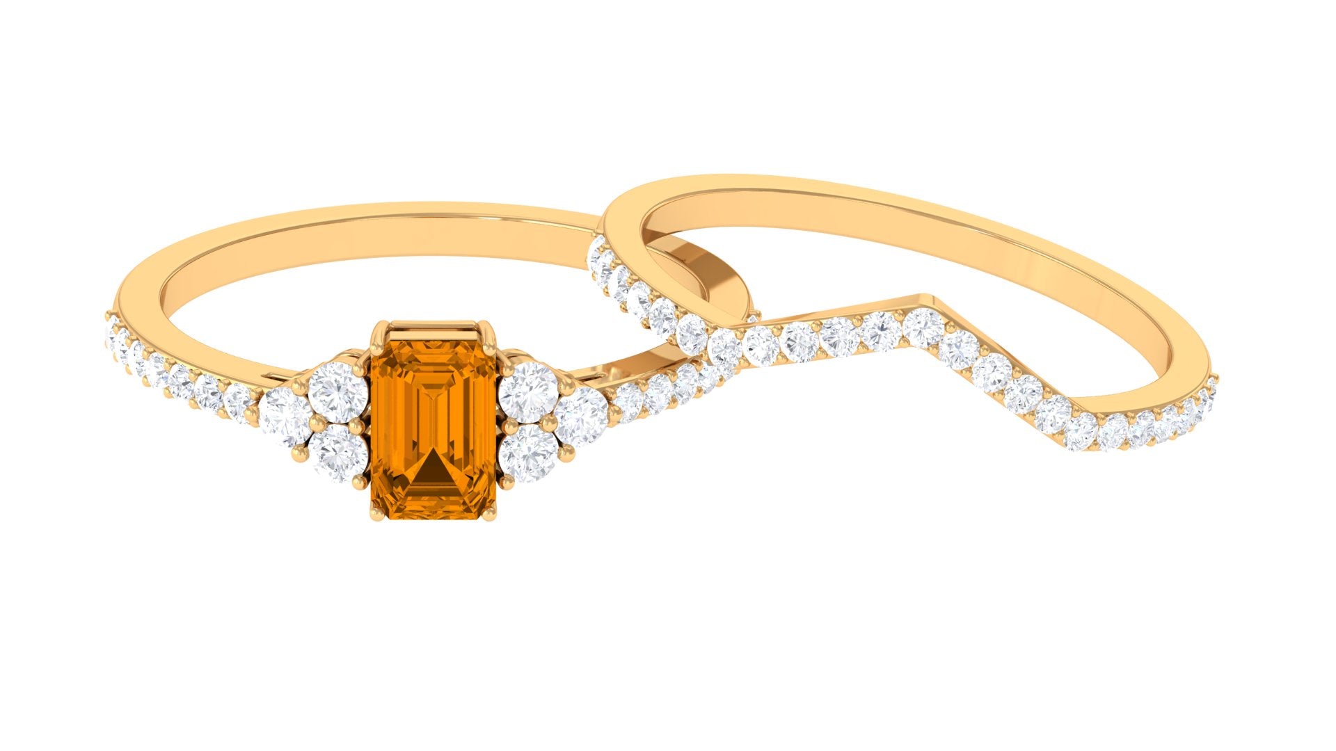 1.25 CT Natural Citrine and Moissanite Ring Set in Prong Setting Citrine - ( AAA ) - Quality - Rosec Jewels