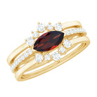 Garnet Stackable Ring Set with Diamond Stones Garnet - ( AAA ) - Quality - Rosec Jewels