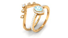 1.25 CT Vintage Inspired Sky Blue Topaz Teardrop Ring Set with Diamond Sky Blue Topaz - ( AAA ) - Quality - Rosec Jewels