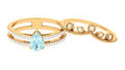 Pear Cut Real Sky Blue Topaz and Diamond Wedding Ring Set Sky Blue Topaz - ( AAA ) - Quality - Rosec Jewels