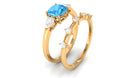 Natural Swiss Blue Topaz Ring Set with Moissanite Swiss Blue Topaz - ( AAA ) - Quality - Rosec Jewels