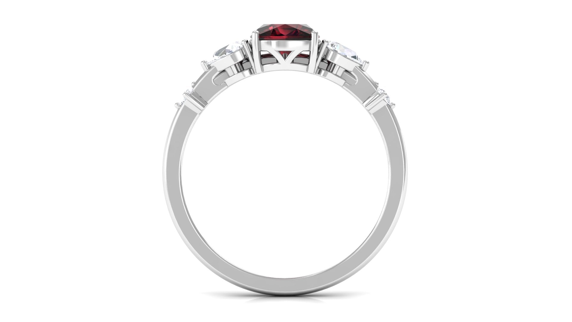 Cushion Cut Real Garnet Ring Set with Diamond Garnet - ( AAA ) - Quality - Rosec Jewels