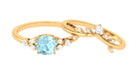 1.25 CT Sky Blue Topaz and Diamond Ring Set with Leaf Motif Sky Blue Topaz - ( AAA ) - Quality - Rosec Jewels