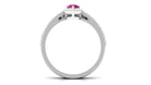 Pink tourmaline Designer Teardrop Ring Set with Moissanite Halo Pink Tourmaline - ( AAA ) - Quality - Rosec Jewels