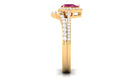 Pink tourmaline Designer Teardrop Ring Set with Moissanite Halo Pink Tourmaline - ( AAA ) - Quality - Rosec Jewels