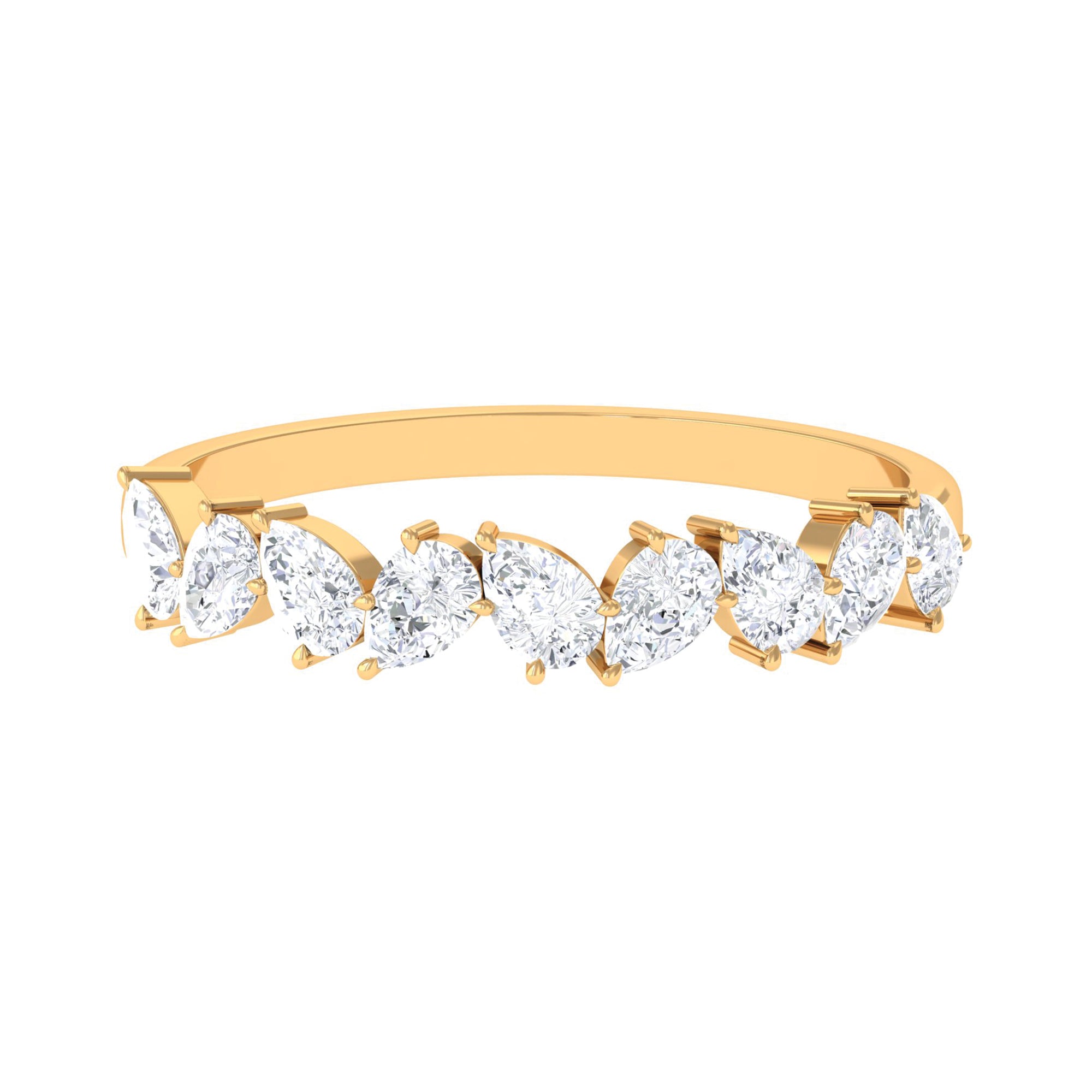 Claw Set Pear Cut Diamond Elegant Semi Eternity Ring Diamond - ( HI-SI ) - Color and Clarity - Rosec Jewels