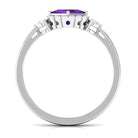 3/4 CT Princess Cut Amethyst Designer Engagement Ring with Diamond Amethyst - ( AAA ) - Quality - Rosec Jewels