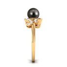 Designer Tahitian Pearl Engagement Ring with Diamond Tahitian pearl - ( AAA ) - Quality - Rosec Jewels