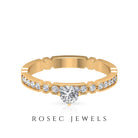 Shimmery Diamond Solitaire Engagement Ring with Side Stone Diamond - ( HI-SI ) - Color and Clarity - Rosec Jewels