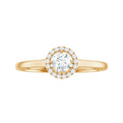 Certified Moissanite Halo Promise Ring in Gold Moissanite - ( D-VS1 ) - Color and Clarity - Rosec Jewels